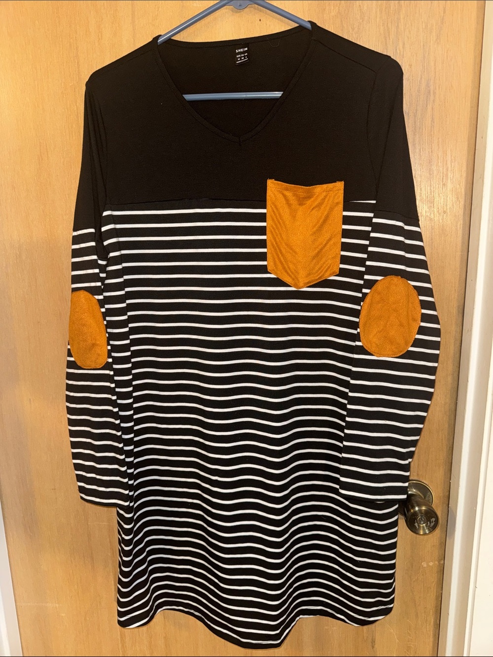 SHEIN LUNE Plus Patch Pocket Contrast Elbow Patch Striped Dress Size XL